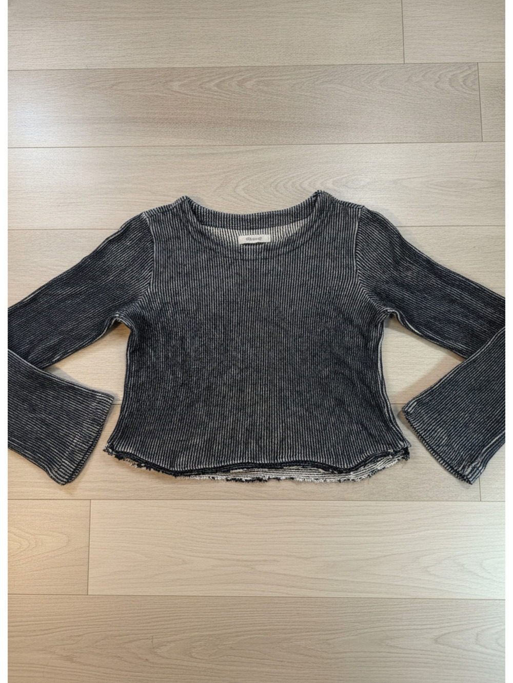 Madewell Black and White Ribbed Cotton Long Sleeve Top XS